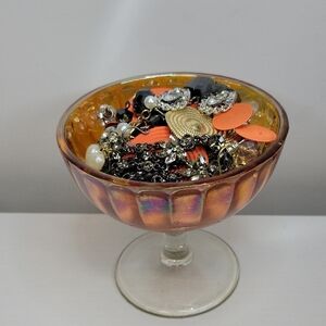 Carnival Glass Bowl with Earrings